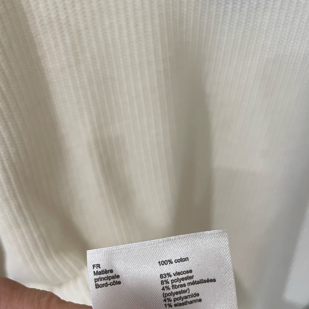 Maje White V-Neck Sweater with Black Sparkly Trim - Picture 9 of 9